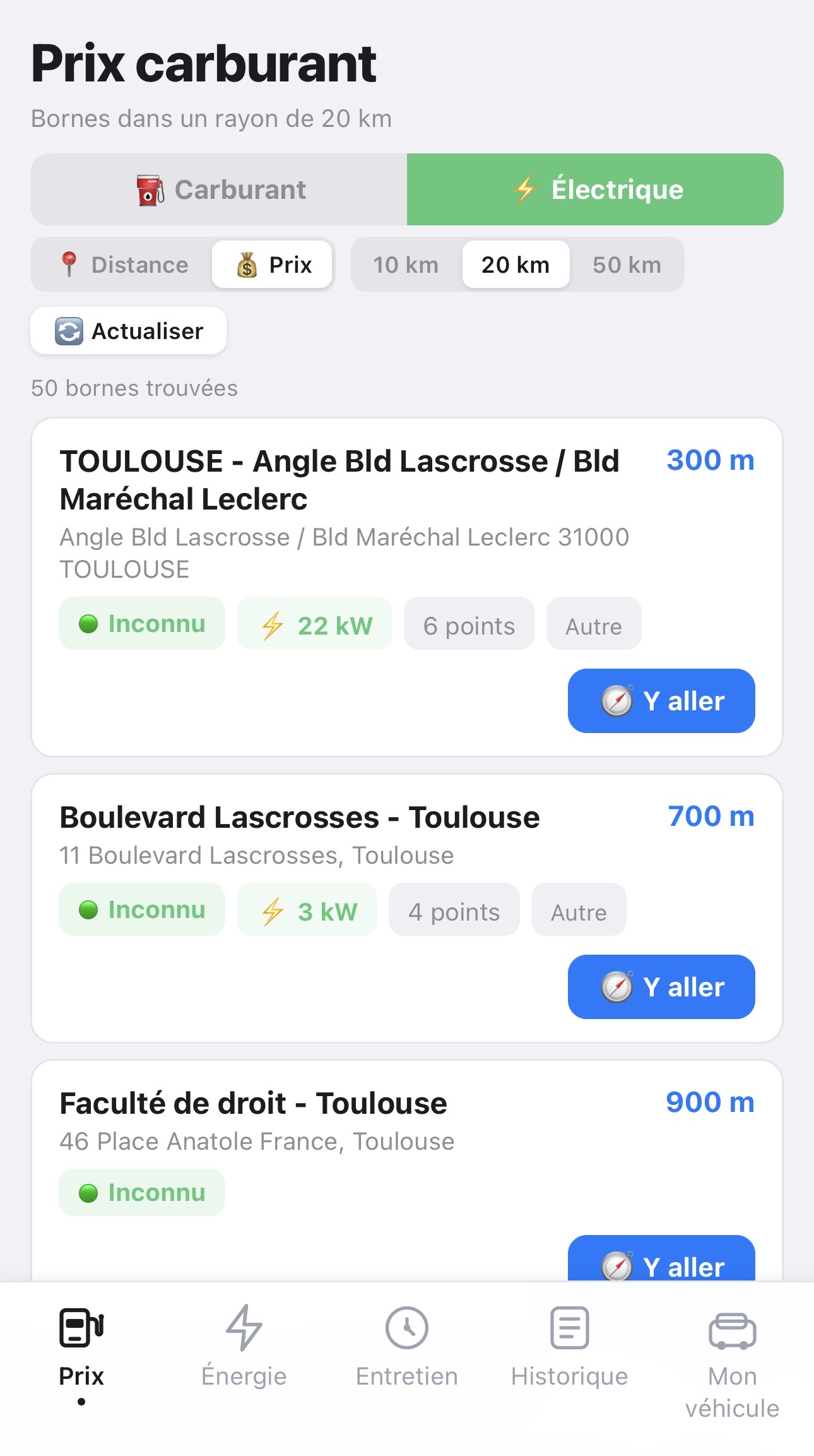 Bornes de recharge électrique à proximité